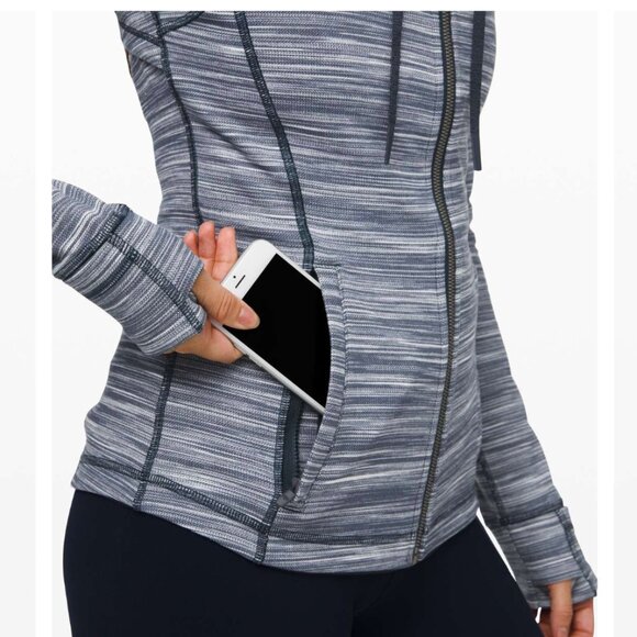 Lululemon Hooded Define Jacket Nulu Mini Space Dye Heathered Grey Black - Picture 9 of 16